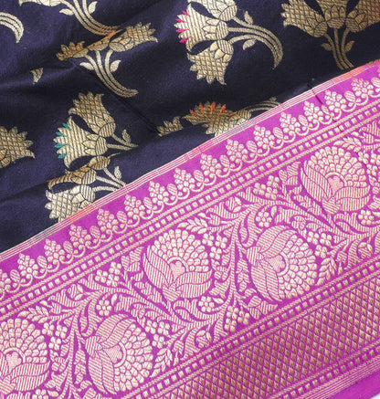 Banarasi Silk Butta Blue Saree