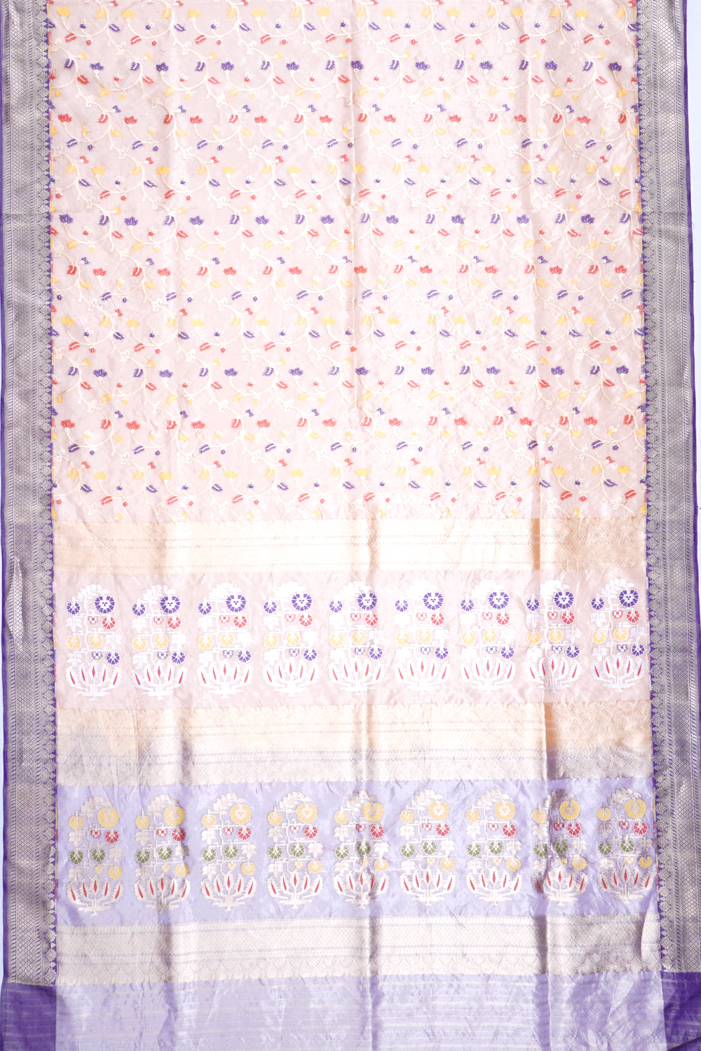 Banarasi Kora Organza Tissue Jaal Pastel Orange Saree