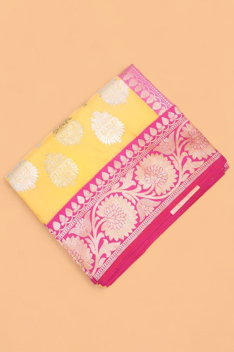 Banarasi Silk Butta Yellow Saree