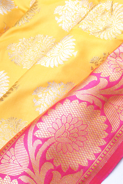 Banarasi Silk Butta Yellow Saree