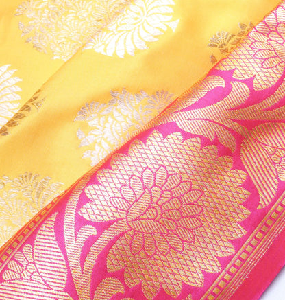 Banarasi Silk Butta Yellow Saree