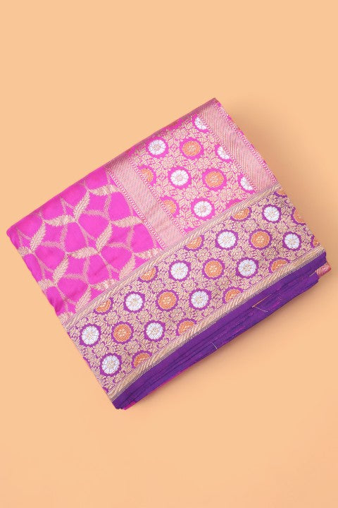 Banarasi Silk Brocade Rani Pink Saree