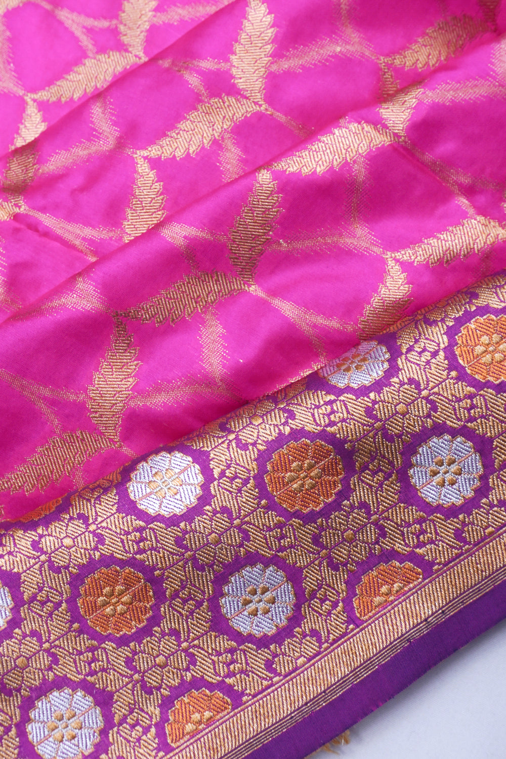 Banarasi Silk Brocade Rani Pink Saree