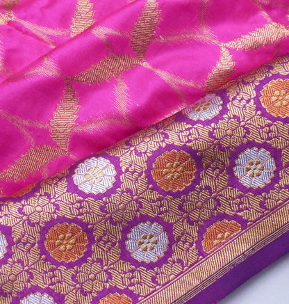 Banarasi Silk Brocade Rani Pink Saree