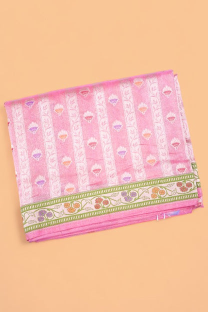Banarasi Kora Organza Tissue Brocade Peach Saree