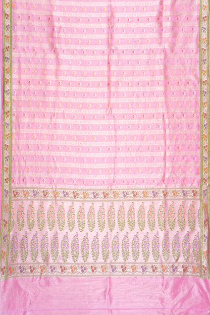 Banarasi Kora Organza Tissue Brocade Peach Saree