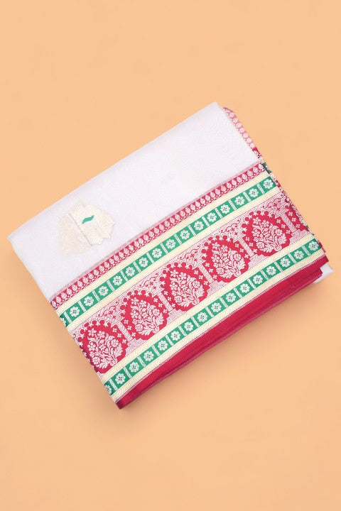 Banarasi Kora Organza Butta Cream Saree