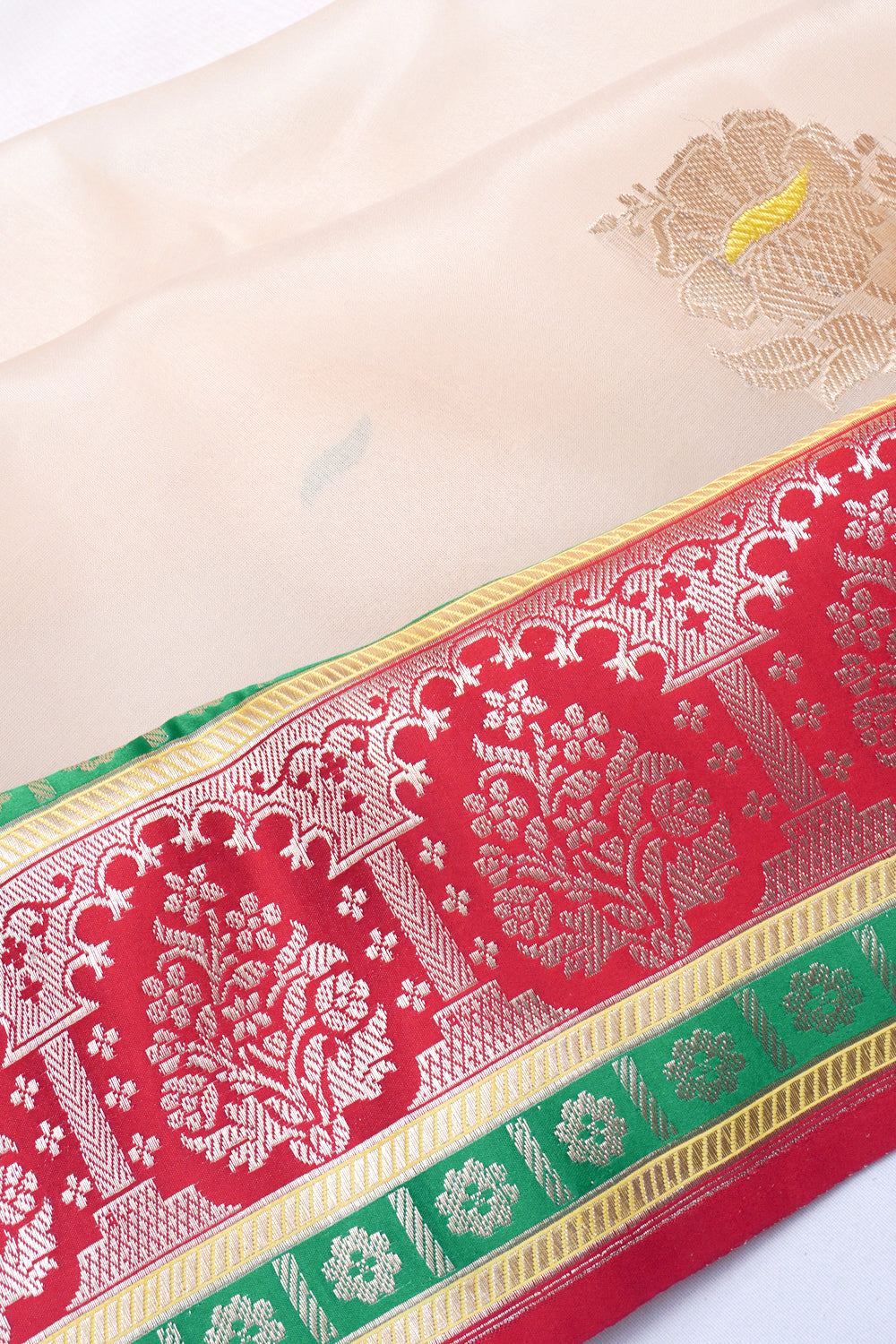 Banarasi Kora Organza Butta Cream Saree