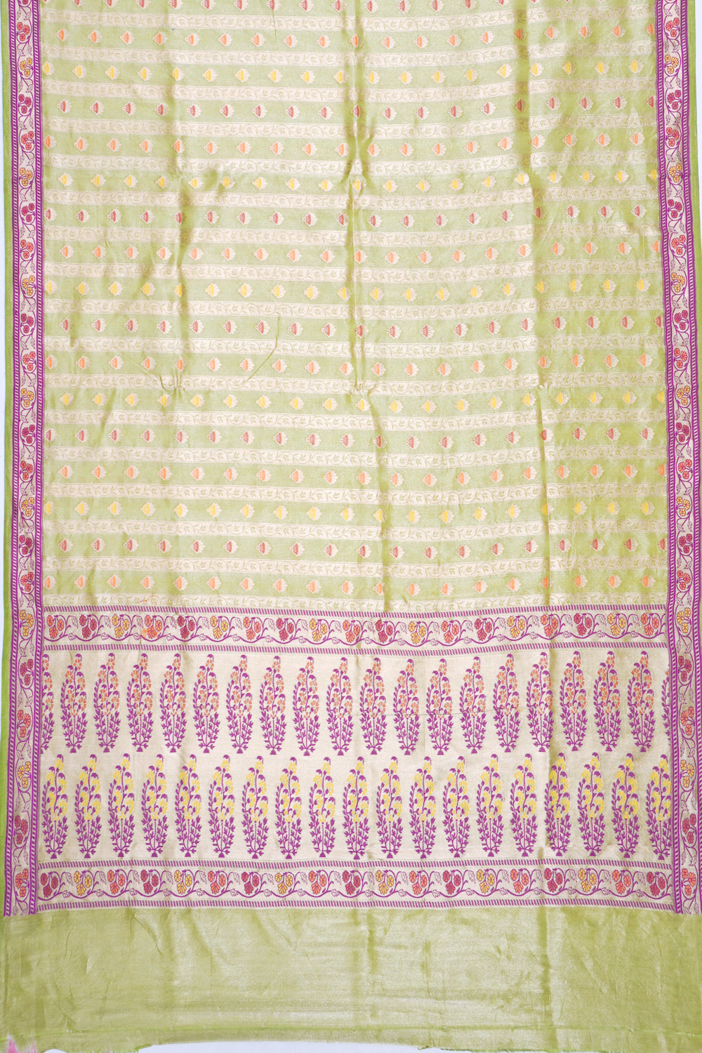 Banarasi Kora Organza Tissue Brocade Green Saree