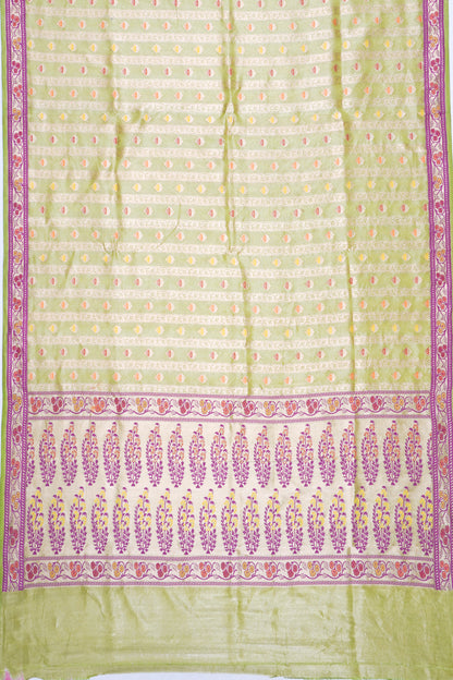 Banarasi Kora Organza Tissue Brocade Green Saree