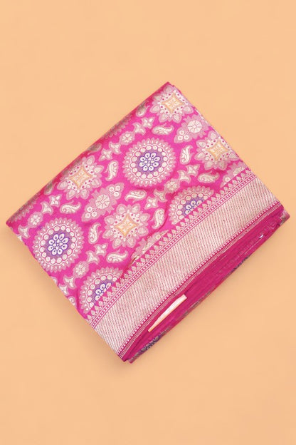 Banarasi Silk Brocade Pink Saree With Meenakari