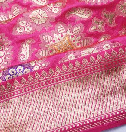 Banarasi Silk Brocade Pink Saree With Meenakari