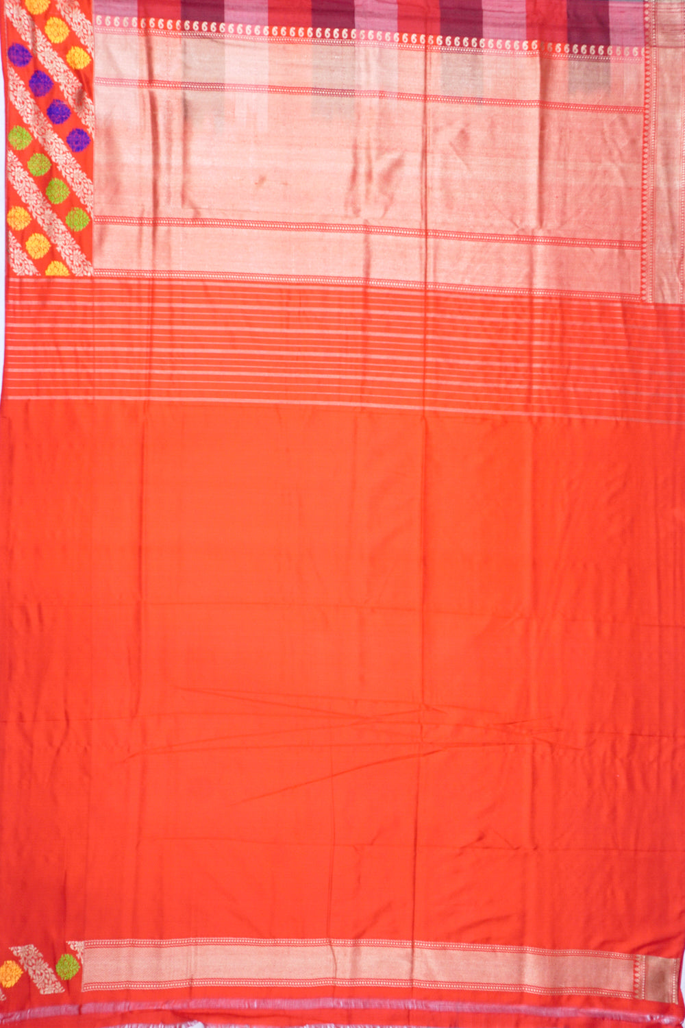 Banarasi Tussar Checks Multicolour Saree