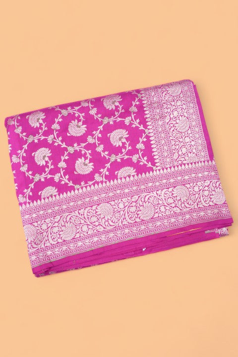 Banarasi Silk Jaal Rani Pink Saree