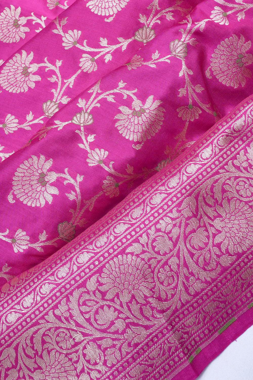 Banarasi Silk Jaal Rani Pink Saree