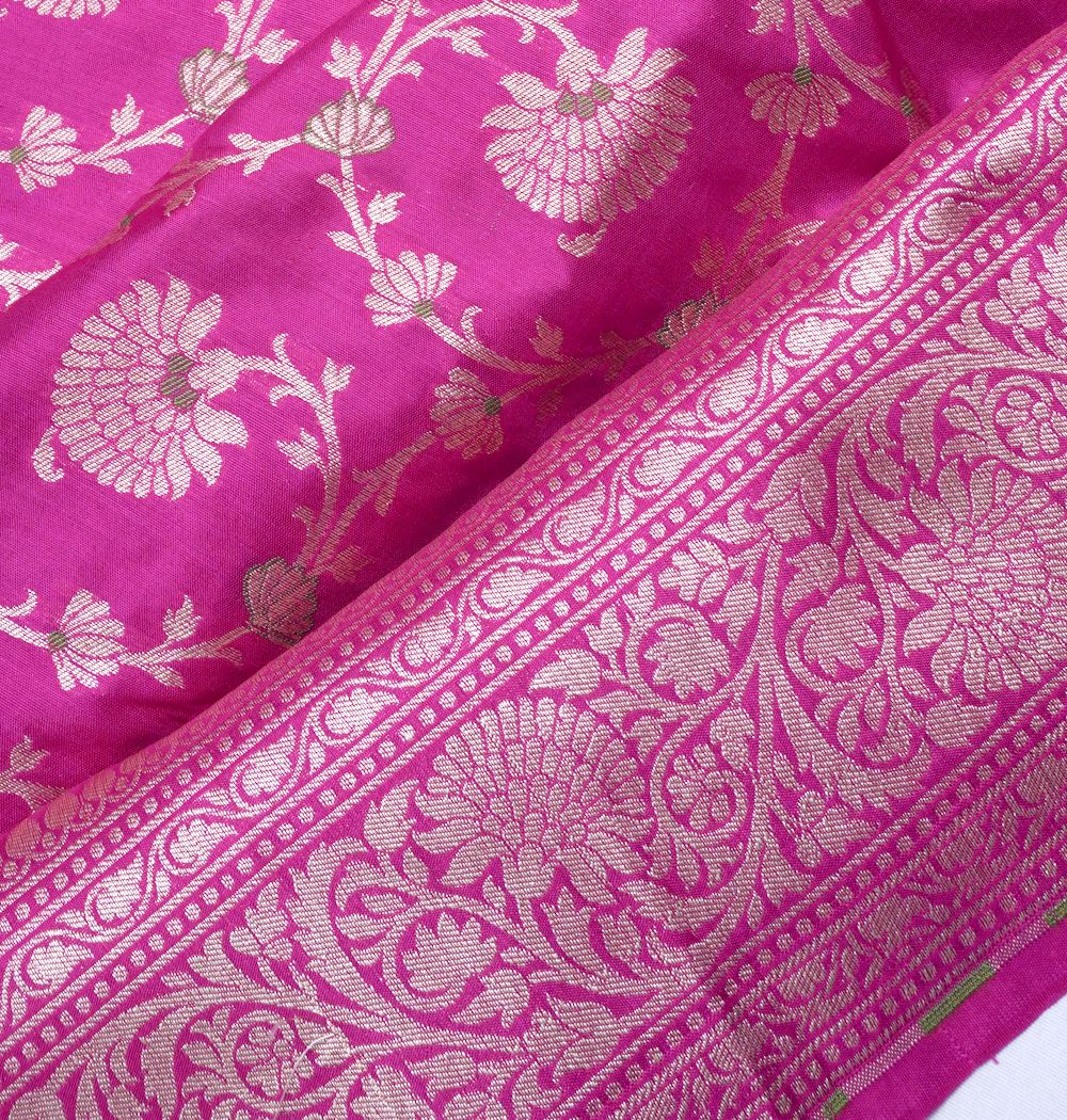 Banarasi Silk Jaal Rani Pink Saree