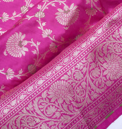 Banarasi Silk Jaal Rani Pink Saree