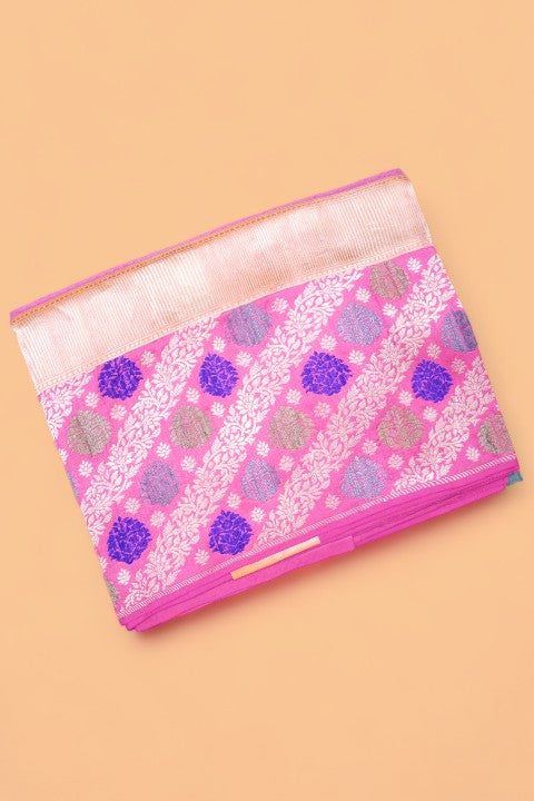 Banarasi Tussar Checks Multicolour Saree