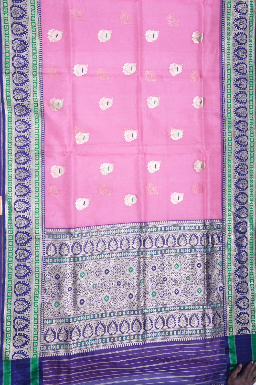 Banarasi Kora Organza Butta Pink Saree