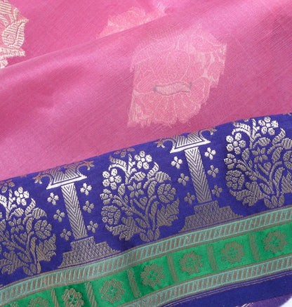 Banarasi Kora Organza Butta Pink Saree