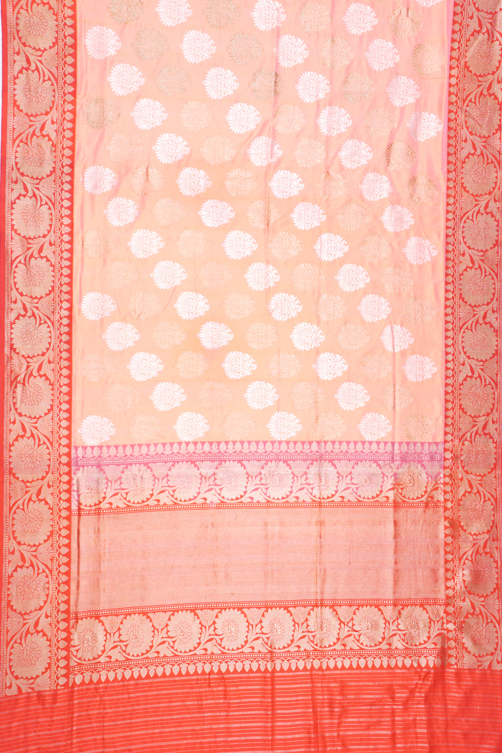 Banarasi Silk Butta Dual Tone Orange Saree