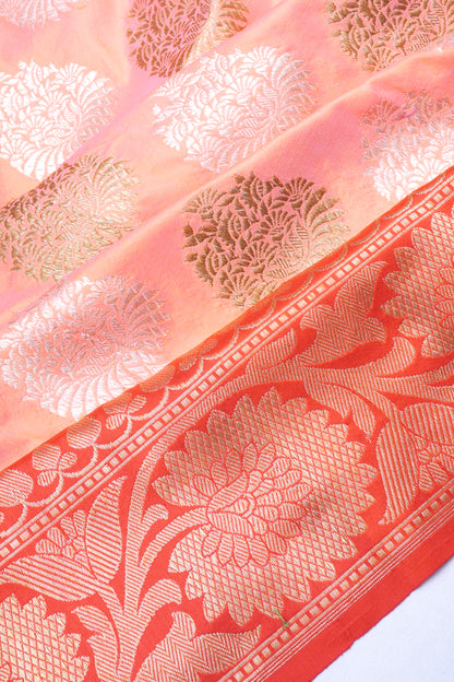 Banarasi Silk Butta Dual Tone Orange Saree