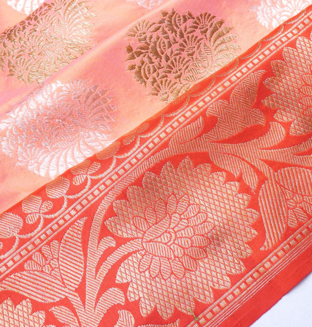 Banarasi Silk Butta Dual Tone Orange Saree