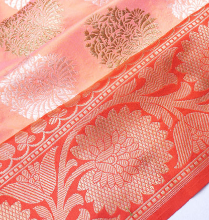 Banarasi Silk Butta Dual Tone Orange Saree
