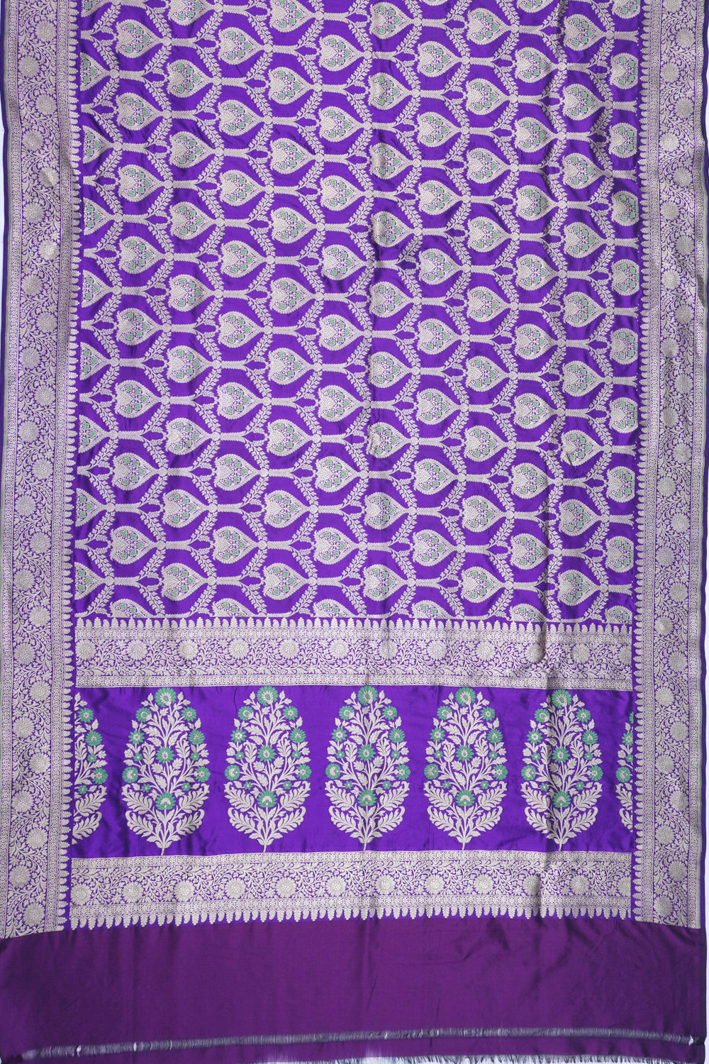 Banarasi Silk Brocade Violet Saree With Meenakari
