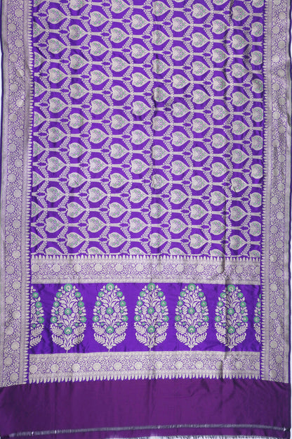 Banarasi Silk Brocade Violet Saree With Meenakari