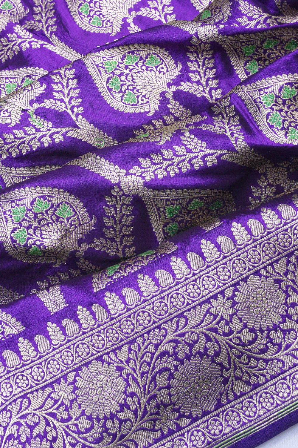 Banarasi Silk Brocade Violet Saree With Meenakari