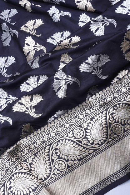 Banarasi Silk Butta Black Saree