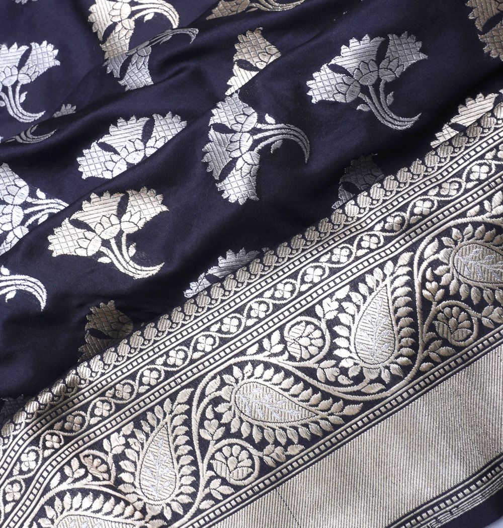 Banarasi Silk Butta Black Saree