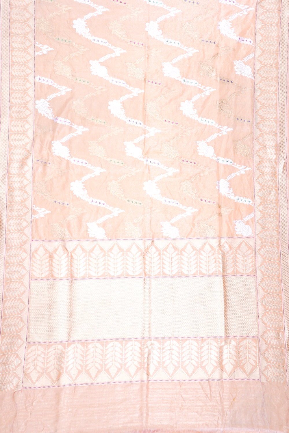 Banarasi Kora Organza Tissue Jaal Pastel Orange Saree