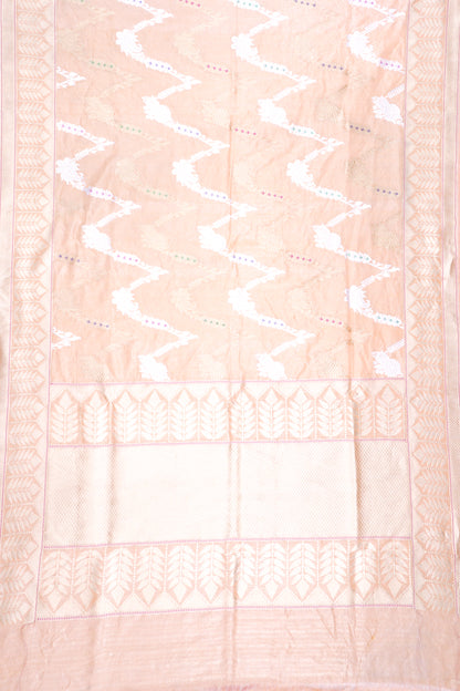 Banarasi Kora Organza Tissue Jaal Pastel Orange Saree