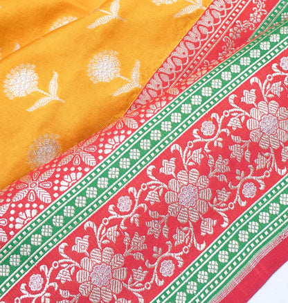 Banarasi Silk Butta Yellow Saree
