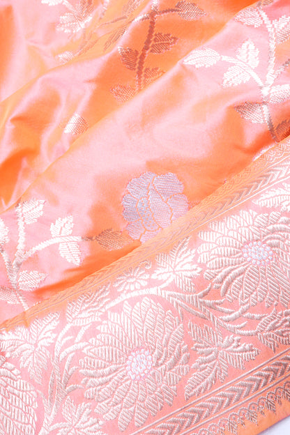 Banarasi Silk Jaal Dual Tone Orange Saree