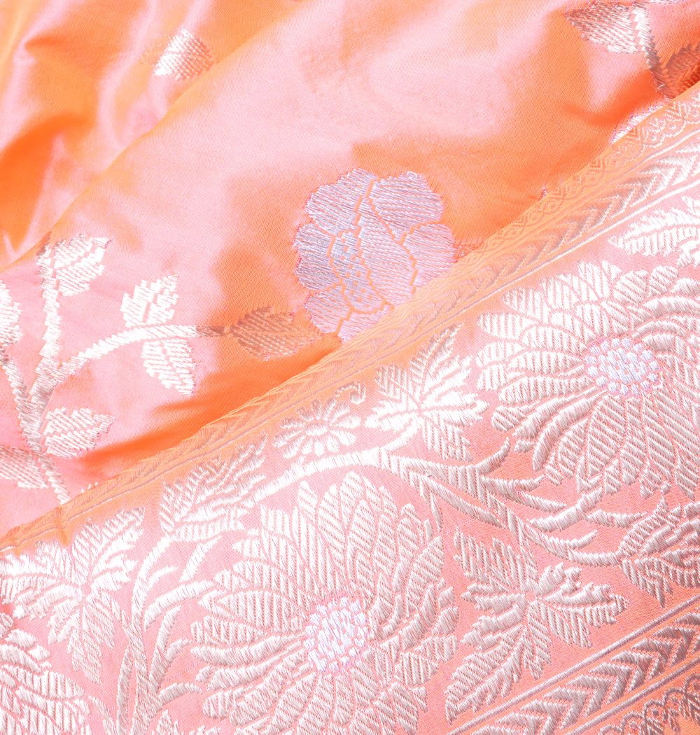 Banarasi Silk Jaal Dual Tone Orange Saree
