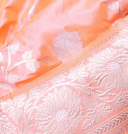 Banarasi Silk Jaal Dual Tone Orange Saree