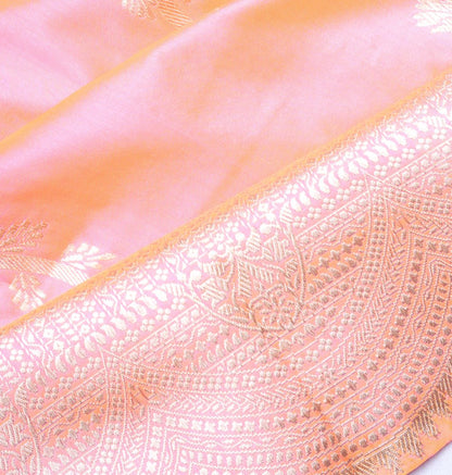 Banarasi Silk Jaal Dual Tone Pink And Orange Saree