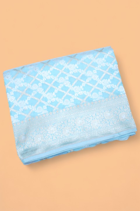 Banarasi Silk Brocade Sky Blue Saree