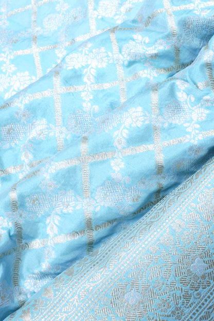 Banarasi Silk Brocade Sky Blue Saree