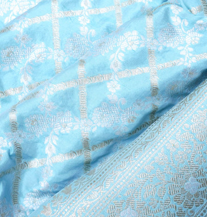 Banarasi Silk Brocade Sky Blue Saree