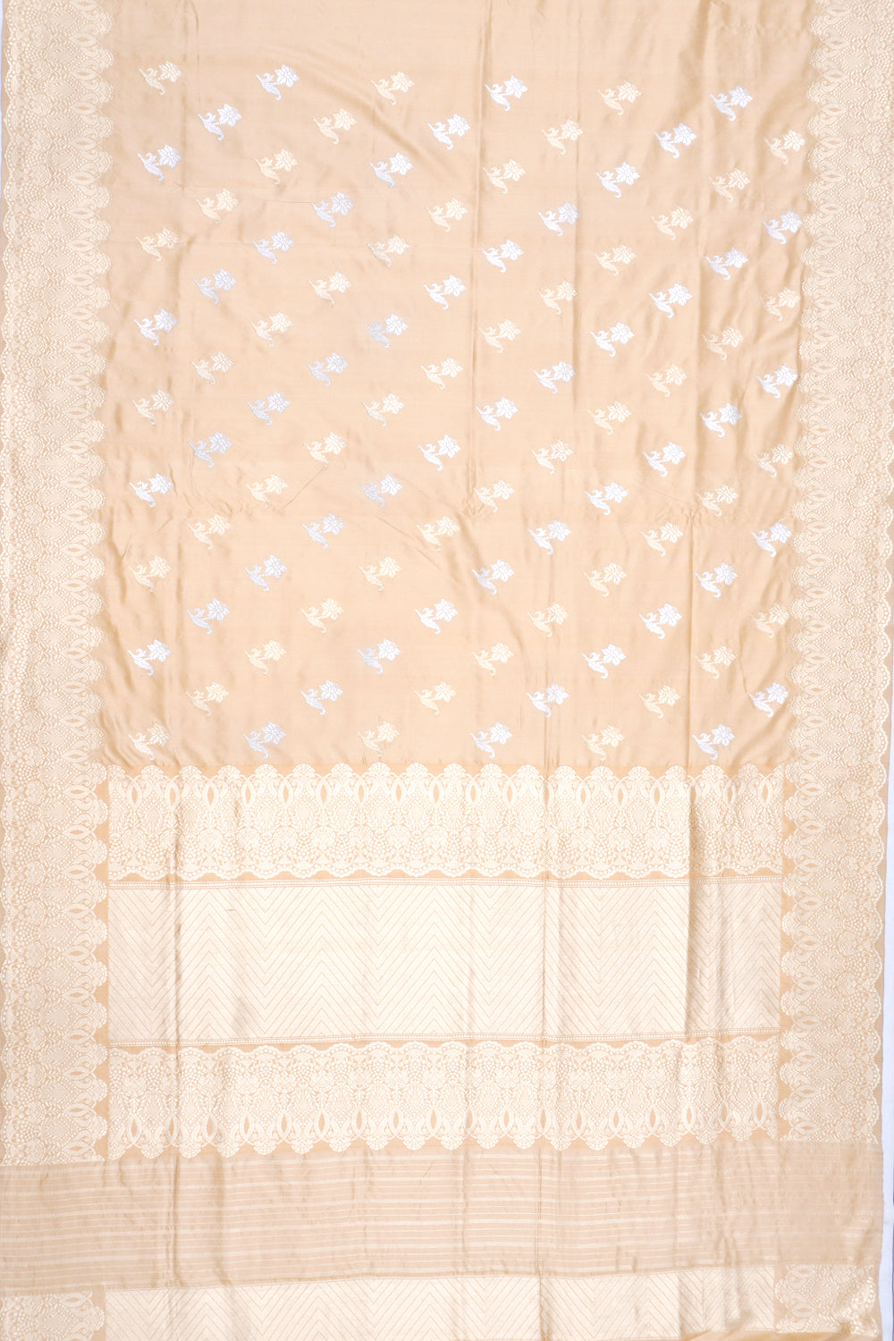 Banarasi Silk Butta Cream Saree