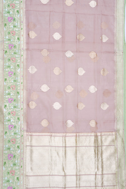 Banarasi Kora Organza Butta Snuff Saree
