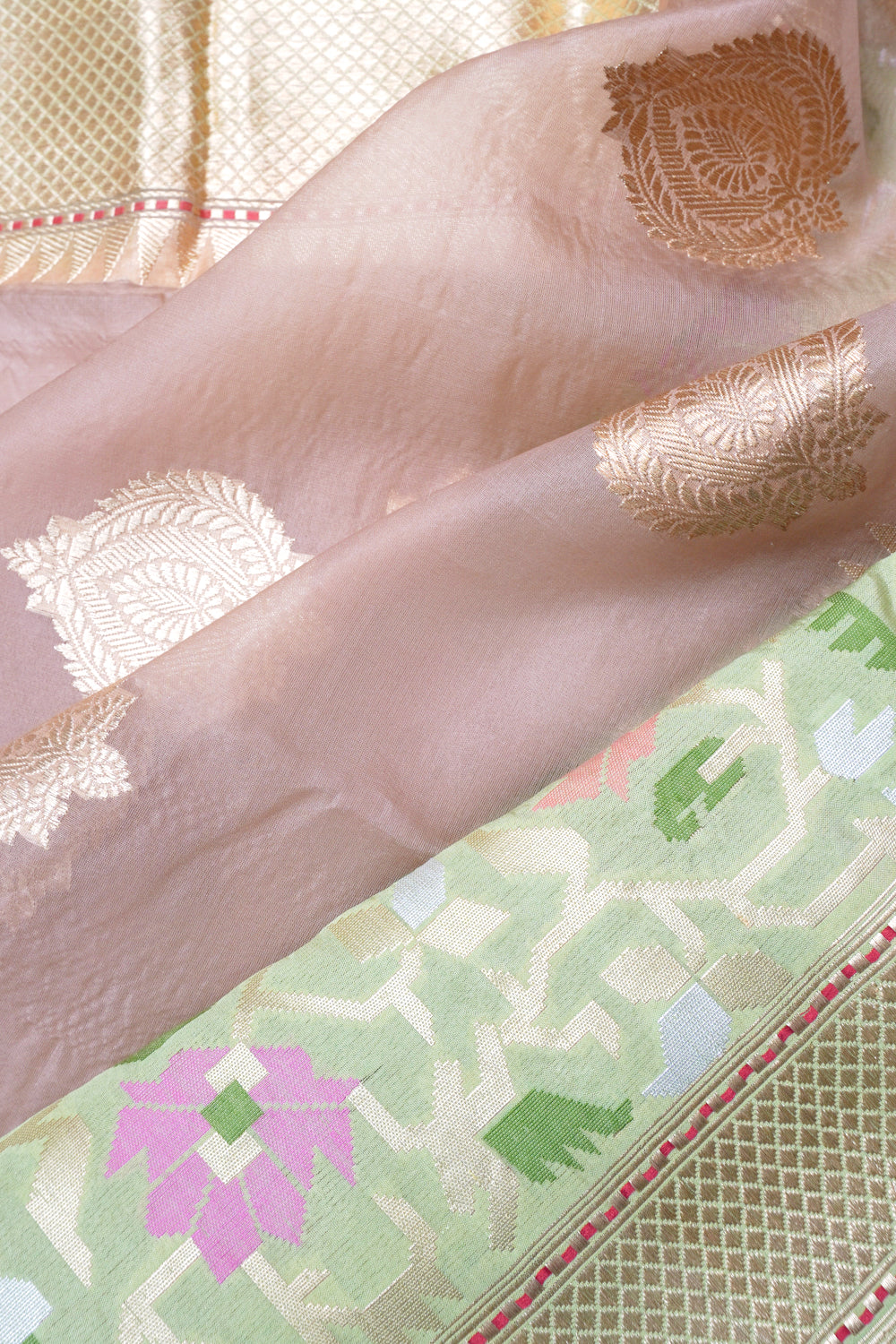 Banarasi Kora Organza Butta Snuff Saree