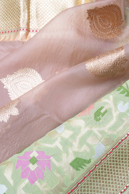 Banarasi Kora Organza Butta Snuff Saree