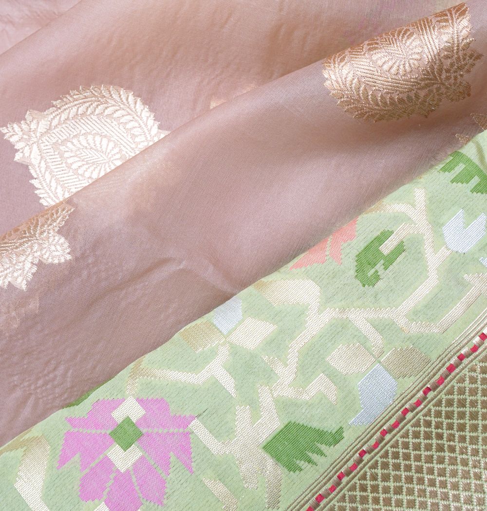 Banarasi Kora Organza Butta Snuff Saree