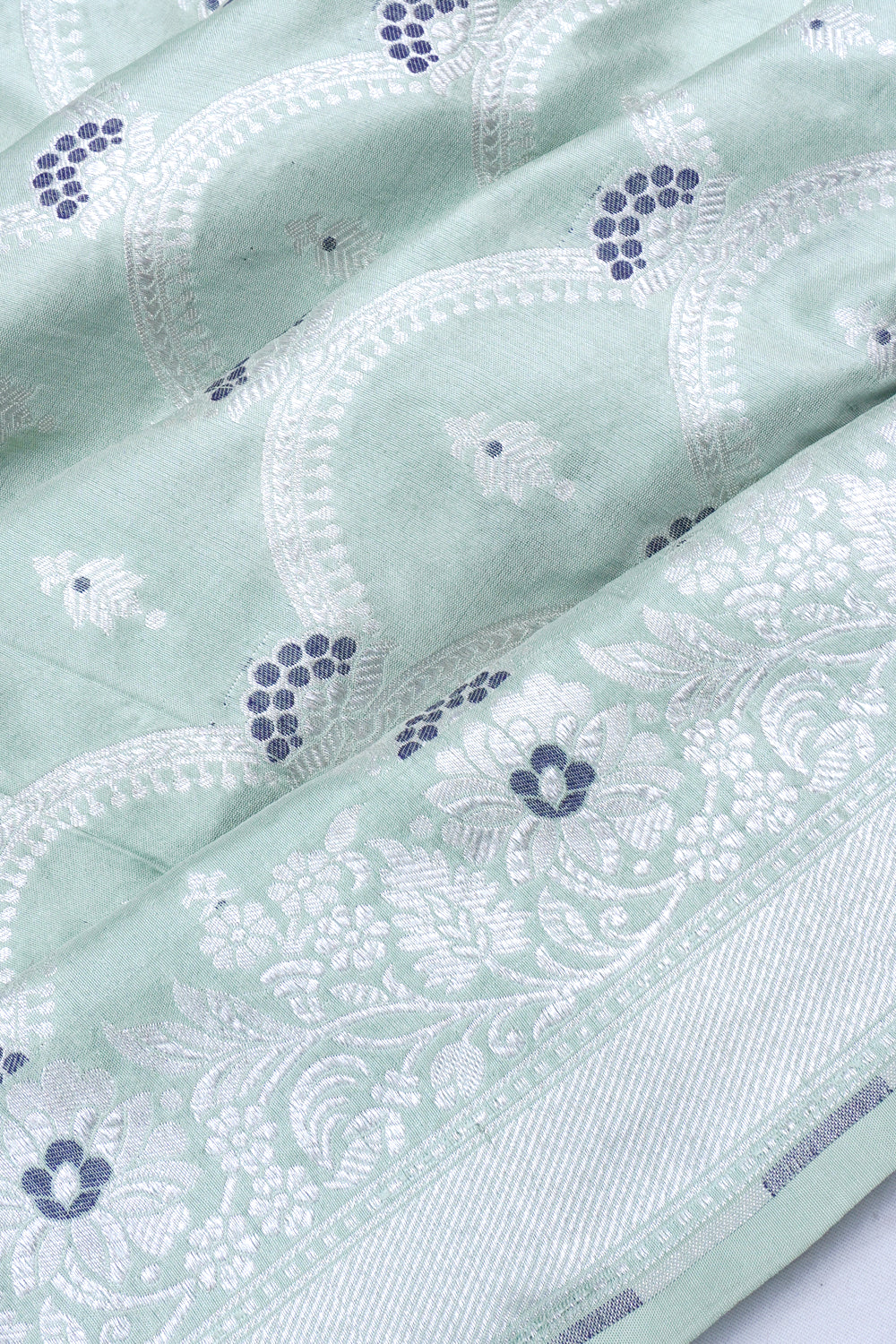 Banarasi Silk Brocade Pastel Green Saree