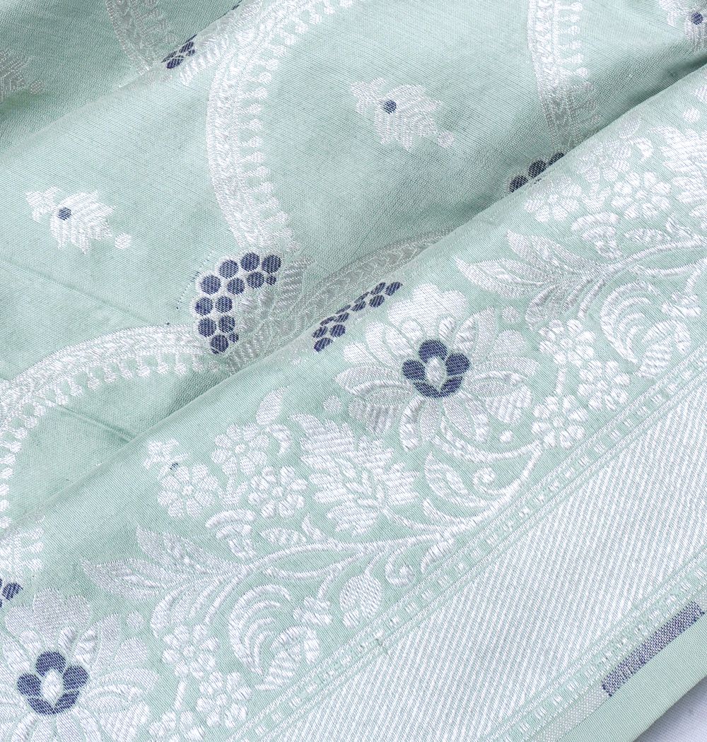 Banarasi Silk Brocade Pastel Green Saree
